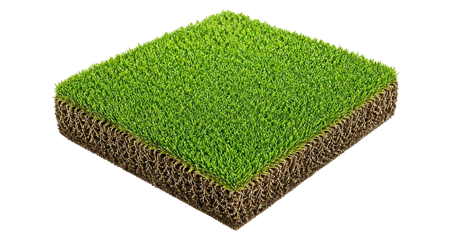 Green Go hazır rulo çim kesiti — sık doku ve kök yapısı